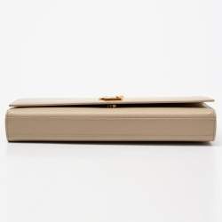 Pre Owned Saint Laurent Beige Leather Kate Monogram Clutch