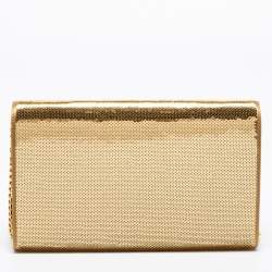 Pre Owned محفظة بسلسلة سان لوران ساتان وترتر ذهبي مونوغرامية