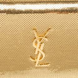 Pre Owned محفظة بسلسلة سان لوران ساتان وترتر ذهبي مونوغرامية