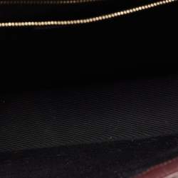 Pre Owned Saint Laurent Burgundy Matelassé Leather Monogram Envelope Shoulder Bag