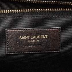 Pre Owned Saint Laurent Burgundy Matelassé Leather Monogram Envelope Shoulder Bag