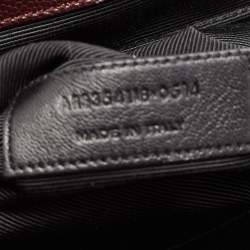 Pre Owned Saint Laurent Burgundy Matelassé Leather Monogram Envelope Shoulder Bag