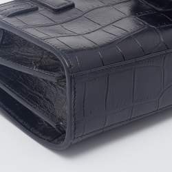 Pre Owned حقيبة يد توتس سان لوران توي ساك دي جور جلد نقشة التمساح أسود منقوش