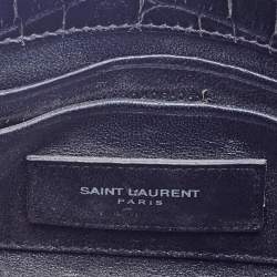 Pre Owned حقيبة يد توتس سان لوران توي ساك دي جور جلد نقشة التمساح أسود منقوش