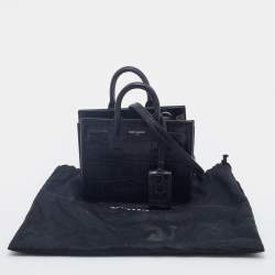 Pre Owned حقيبة يد توتس سان لوران توي ساك دي جور جلد نقشة التمساح أسود منقوش