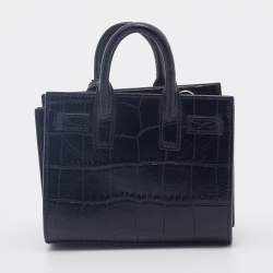 Pre Owned حقيبة يد توتس سان لوران توي ساك دي جور جلد نقشة التمساح أسود منقوش