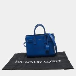 Pre Owned Saint Laurent Blue Leather Nano Classic Sac De Jour Tote