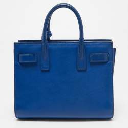 Pre Owned Saint Laurent Blue Leather Nano Classic Sac De Jour Tote