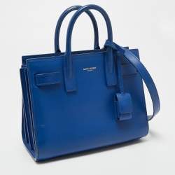 Pre Owned Saint Laurent Blue Leather Nano Classic Sac De Jour Tote