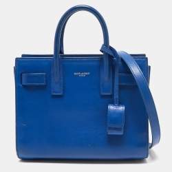 Pre Owned Saint Laurent Blue Leather Nano Classic Sac De Jour Tote