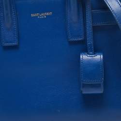 Pre Owned Saint Laurent Blue Leather Nano Classic Sac De Jour Tote