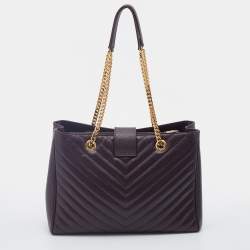 Pre Owned Saint Laurent Burgundy Matelasse Leather Cassandre Flap Bag