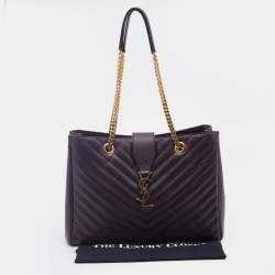 Pre Owned Saint Laurent Burgundy Matelasse Leather Cassandre Flap Bag