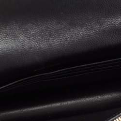 Pre Owned Saint Laurent Black Matelassé Leather Monogram Envelope Wallet on Chain