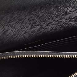 Pre Owned Saint Laurent Black Matelassé Leather Monogram Envelope Wallet on Chain