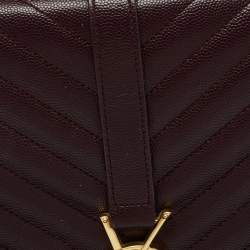 Saint Laurent Burgundy Matelassé Leather Large Monogram Envelope Shoulder Bag