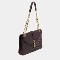 Saint Laurent Burgundy Matelassé Leather Large Monogram Envelope Shoulder Bag