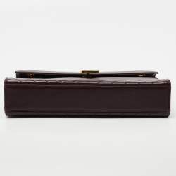Saint Laurent Burgundy Matelassé Leather Large Monogram Envelope Shoulder Bag