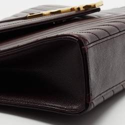Saint Laurent Burgundy Matelassé Leather Large Monogram Envelope Shoulder Bag