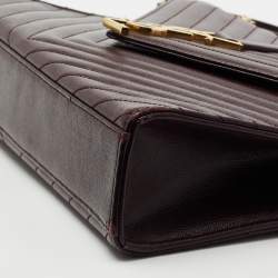 Saint Laurent Burgundy Matelassé Leather Large Monogram Envelope Shoulder Bag
