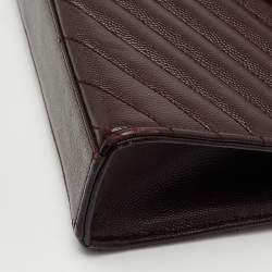 Saint Laurent Burgundy Matelassé Leather Large Monogram Envelope Shoulder Bag