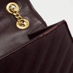 Saint Laurent Burgundy Matelassé Leather Large Monogram Envelope Shoulder Bag