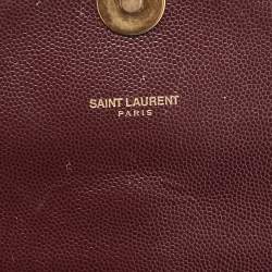Saint Laurent Burgundy Matelassé Leather Large Monogram Envelope Shoulder Bag