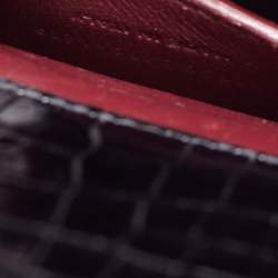 Pre Owned Saint Laurent Black Croc Embossed Leather Mini Cassandre Top Handle Bag