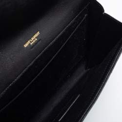 مملوكة مسبقًا Saint Laurent Black Matelassé Leather Cassandre Wristlet Pouch