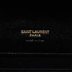 مملوكة مسبقًا Saint Laurent Black Matelassé Leather Cassandre Wristlet Pouch