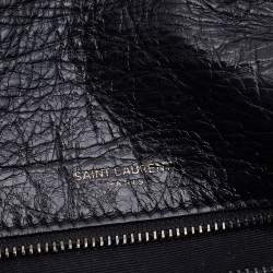 Pre Owned Saint Laurent Black Crinkled Leather Medium Niki Shoulder Bag