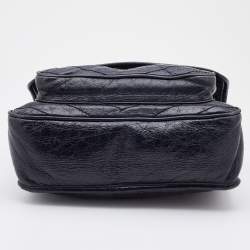 Pre Owned Saint Laurent Black Crinkled Leather Medium Niki Shoulder Bag