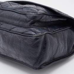 Pre Owned Saint Laurent Black Crinkled Leather Medium Niki Shoulder Bag