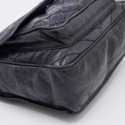 Pre Owned Saint Laurent Black Crinkled Leather Medium Niki Shoulder Bag