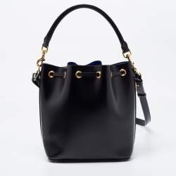 Pre Owned Saint Laurent Black Leather Emmanuelle Bucket Bag