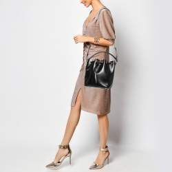 Pre Owned Saint Laurent Black Leather Emmanuelle Bucket Bag