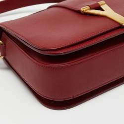 Saint Laurent Red Leather Chyc Shoulder Bag