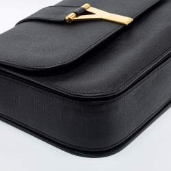 Saint Laurent Black Textured Leather Large Chyc Shoulder Bag