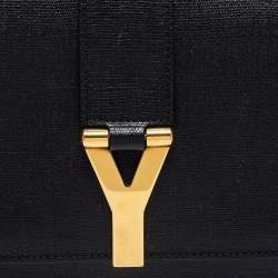 Saint Laurent Black Textured Leather Large Chyc Shoulder Bag