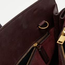 Saint Laurent Burgundy Leather Baby Classic Sac De Jour Tote