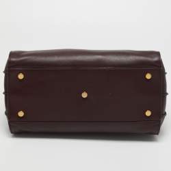 Saint Laurent Burgundy Leather Baby Classic Sac De Jour Tote