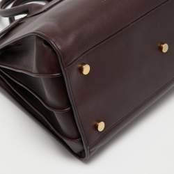 Saint Laurent Burgundy Leather Baby Classic Sac De Jour Tote