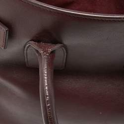 Saint Laurent Burgundy Leather Baby Classic Sac De Jour Tote