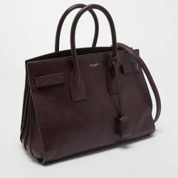 Saint Laurent Burgundy Leather Baby Classic Sac De Jour Tote