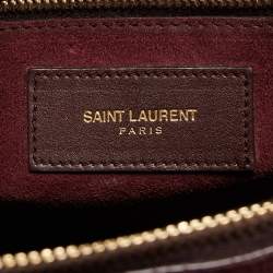 Saint Laurent Burgundy Leather Baby Classic Sac De Jour Tote