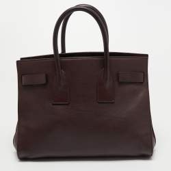Saint Laurent Burgundy Leather Baby Classic Sac De Jour Tote