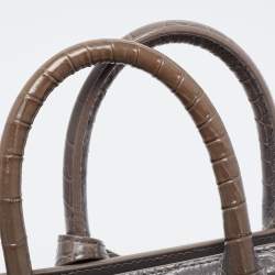 Pre Owned Saint Laurent Grey Croc Embossed Leather Nano Classic Sac De Jour Tote