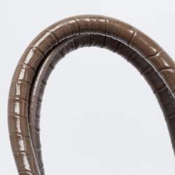 Pre Owned Saint Laurent Grey Croc Embossed Leather Nano Classic Sac De Jour Tote