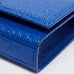 Pre Owned Saint Laurent Blue Leather Small Monogram Kate Chain Crossbody Bag