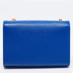 Pre Owned Saint Laurent Blue Leather Small Monogram Kate Chain Crossbody Bag